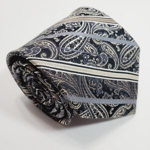 Pronto Uomo Multicolor Paisley Stripe Men's Silk Neck Tie Jacquard Fabric